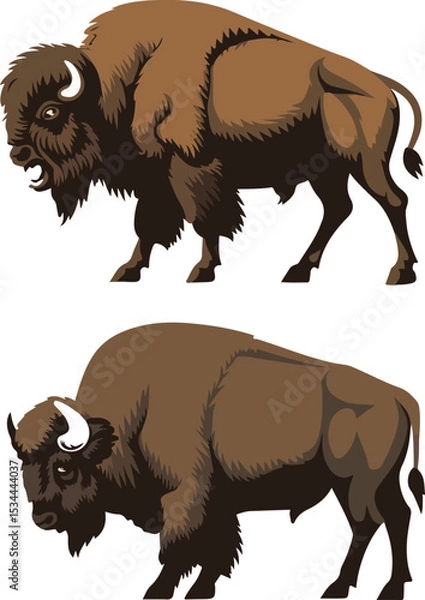 Obraz bison buffalo silhouette vector sticker pack