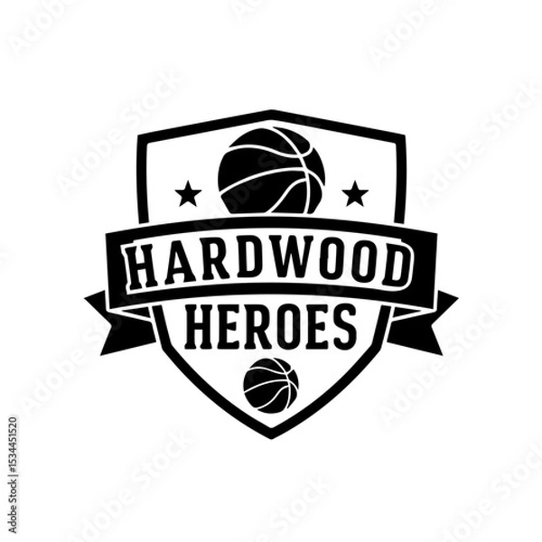 Fototapeta Hardwood Heroes Basketball T-Shirt Design Black Vector – Sports Team Graphic