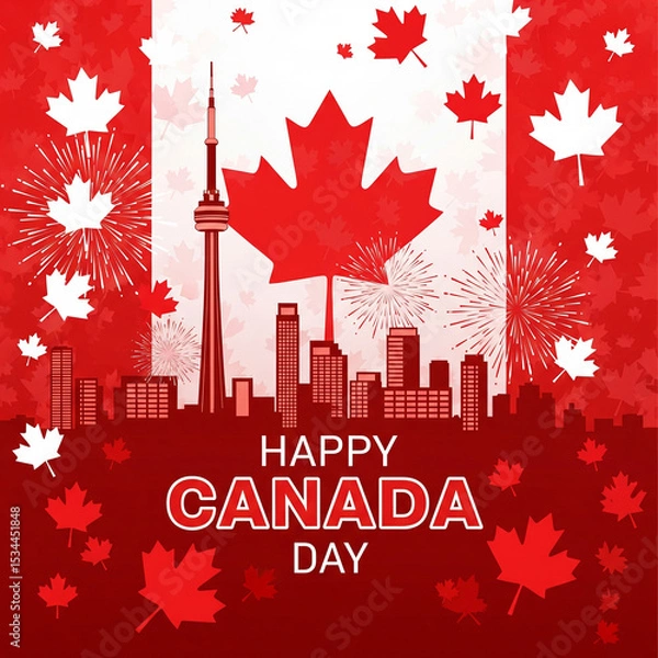 Fototapeta happy canada day background vector, Isolated on white Background.