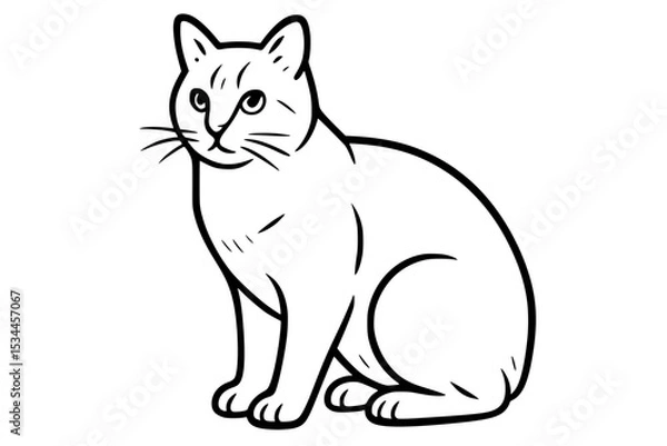 Fototapeta Manx Cat Vector Drawing in Sitting Pose