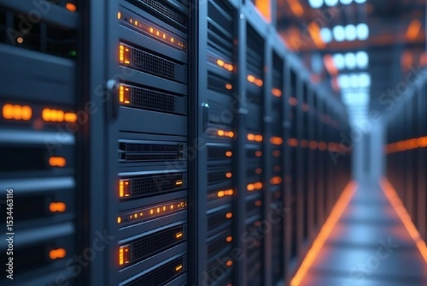 Fototapeta Modern data center server room network technology