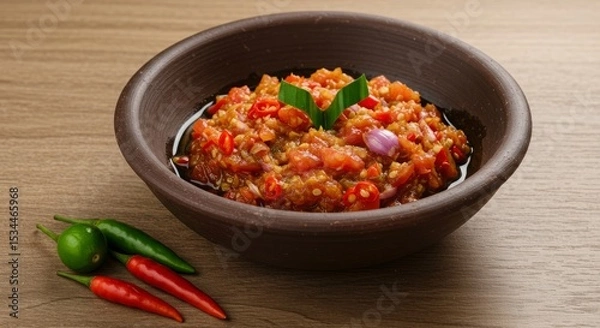 Fototapeta Dabu-Dabu Sambal – Colorful Spicy Tomato Relish from North Sulawesi