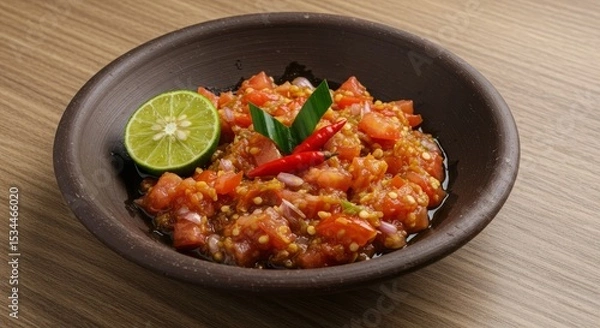 Fototapeta Dabu-Dabu Sambal – Colorful Spicy Tomato Relish from North Sulawesi