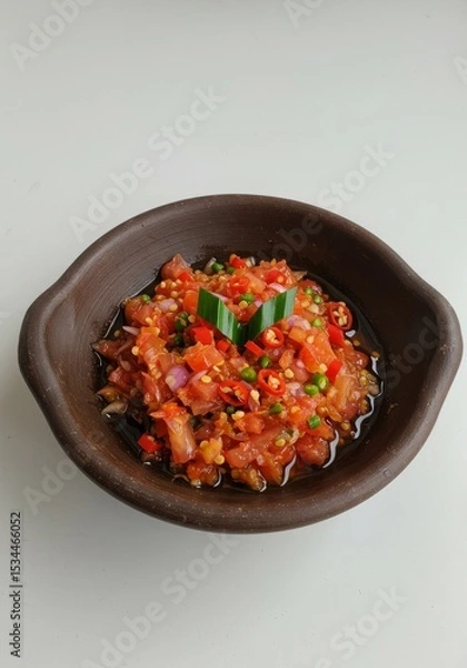 Fototapeta Dabu-Dabu Sambal – Colorful Spicy Tomato Relish from North Sulawesi
