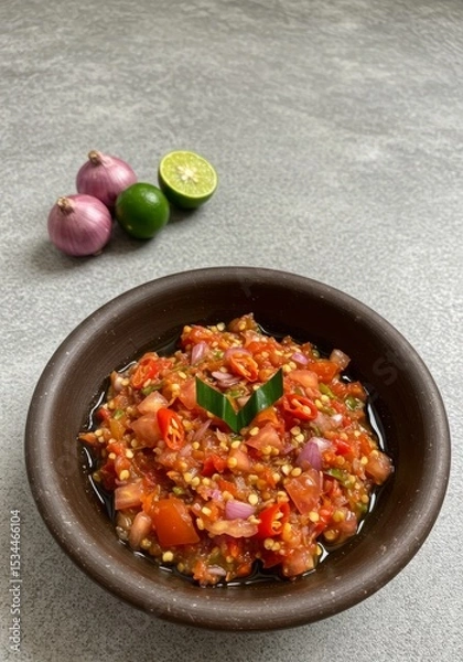 Fototapeta Dabu-Dabu Sambal – Colorful Spicy Tomato Relish from North Sulawesi