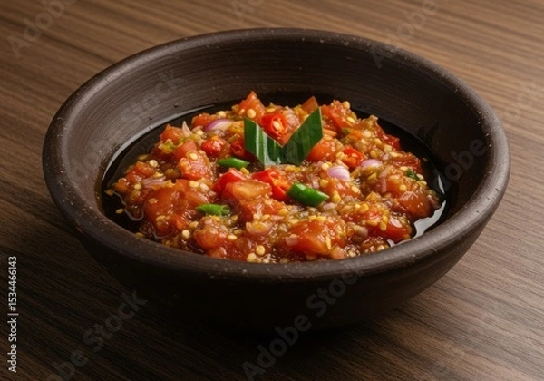 Fototapeta Dabu-Dabu Sambal – Colorful Spicy Tomato Relish from North Sulawesi