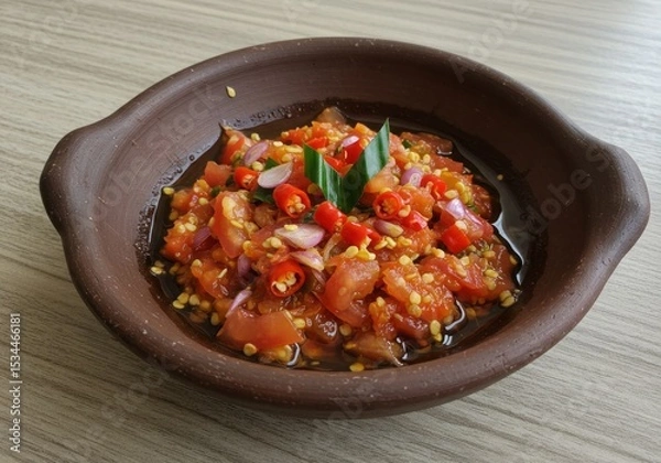 Fototapeta Dabu-Dabu Sambal – Colorful Spicy Tomato Relish from North Sulawesi