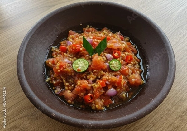 Fototapeta Dabu-Dabu Sambal – Colorful Spicy Tomato Relish from North Sulawesi