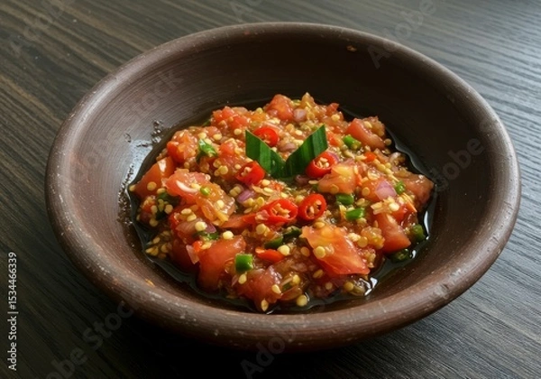 Fototapeta Dabu-Dabu Sambal – Colorful Spicy Tomato Relish from North Sulawesi