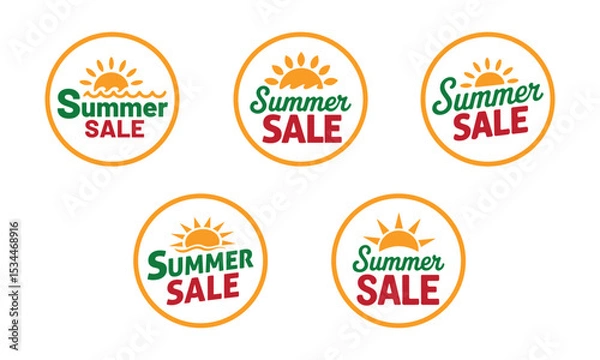 Fototapeta Summer Sale Circular icon set. Discount Promotion, sticker, badge, emblem, tag badge and labels design. Template banner shopping badges. vector illustration.	