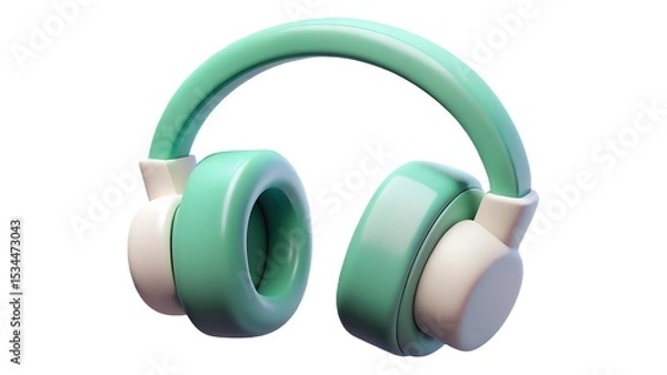 Fototapeta 3d render of modern pastel headphones isolated on white background for music and audio concepts