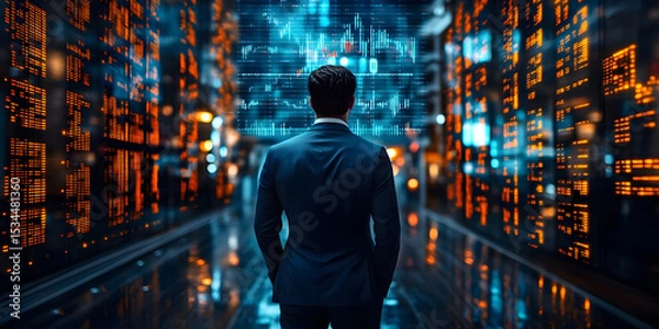 Fototapeta Businessman analyzing stock market data and financial investment charts for growth strategy