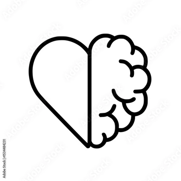 Obraz Heart and brain linear style vector icon for web and mobile