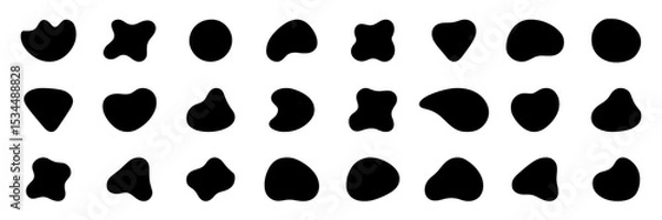 Fototapeta Set of abstract organic blob shapes in vector format. Smooth, liquid silhouettes for modern design, backgrounds, posters, UI elements, and creative projects. Isolated on white background.