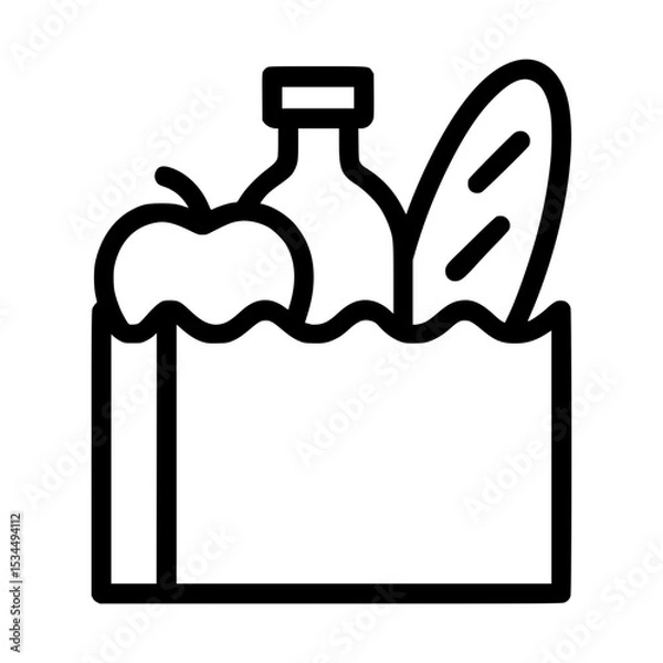 Fototapeta Groceries icon vector in modern outline style for web and design