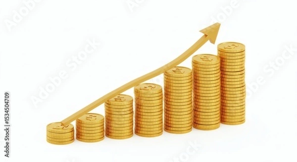 Obraz Financial Growth Rising Gold Coins Charting Success