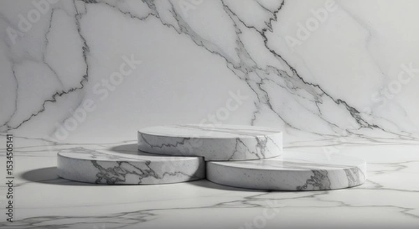 Obraz Elegant Marble Display Stand Three-Tiered Product Presentation