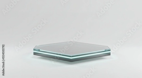 Fototapeta Hexagonal Glass Display Platform Minimalist Product Showcase