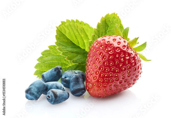 Fototapeta Strawberry with honeysuckle in closeup