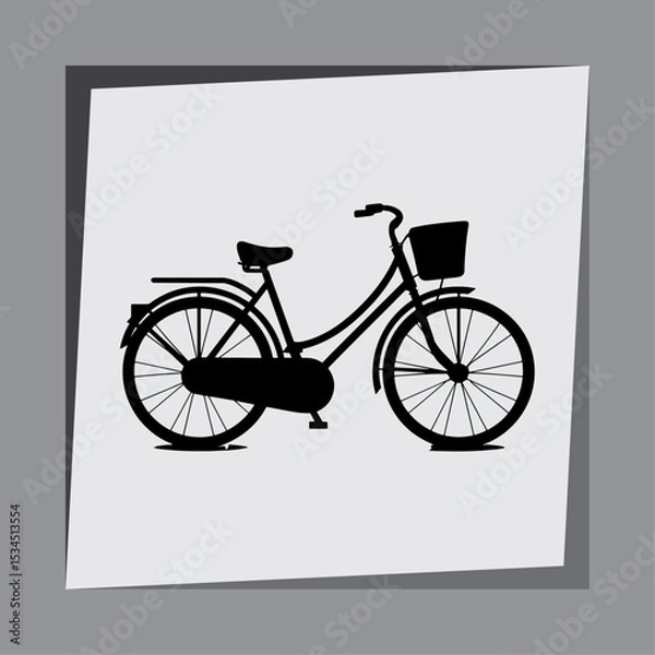 Fototapeta Silhouette of a Girl Riding a Bicycle Vector Illustration