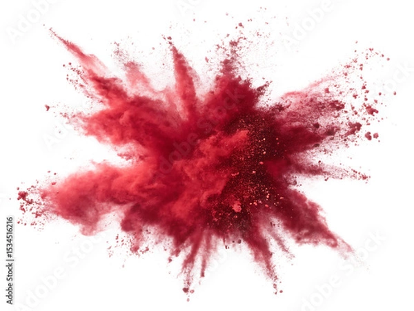 Fototapeta A vibrant explosion of red powder against a stark black background creating a dynamic effect