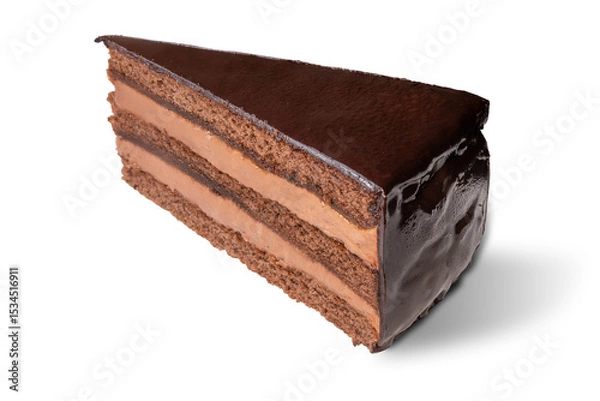 Obraz Sacher torte cake, slice of chocolate cake isolated