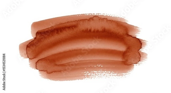 Fototapeta Abstract Brown Watercolor Brush Stroke - A textured brown watercolor brush stroke isolated on a white background. Perfect for design projects needing a rustic or earthy feel