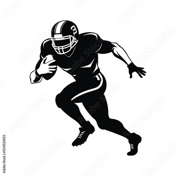 Fototapeta American Football Player Silhouette Running with Ball – Vector Art