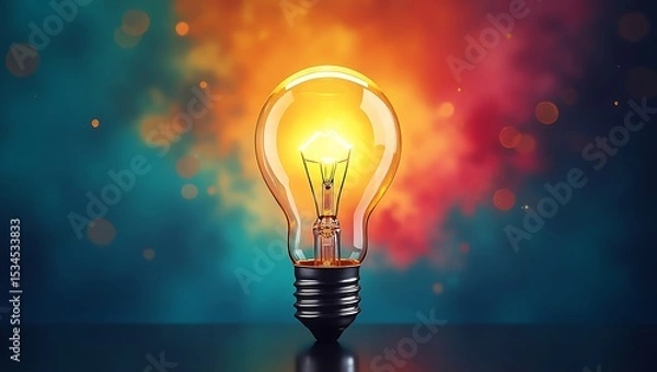 Obraz Glowing light bulb background. Generative Ai.