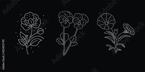 Obraz Abstract, beautiful flower rhinestone design. crystal rhinestone
