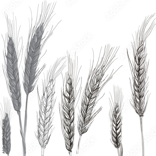 Obraz cereal plants set isolated on white background