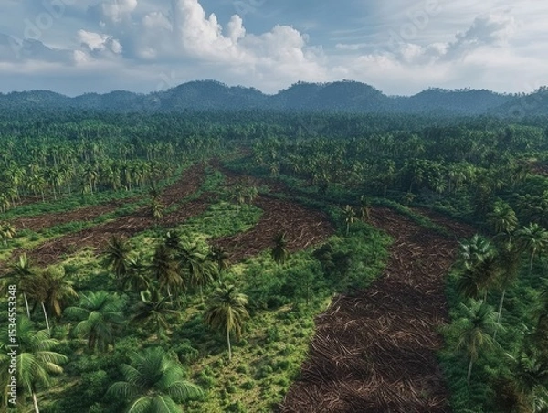 Fototapeta A detailed visualization of deforestation and its environmental effects highlighting environmental importance.