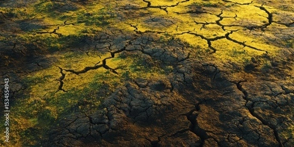 Fototapeta A detailed visualization of drought affected land and cracked soil textures highlighting environmental importance.