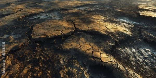Fototapeta A detailed visualization of drought affected land and cracked soil textures highlighting environmental importance.