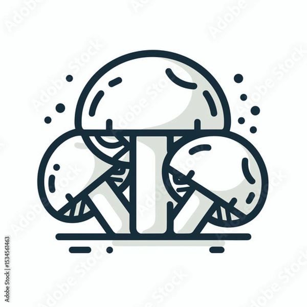 Fototapeta Mushrooms in a clustered arrangement with a minimalist design and copy space