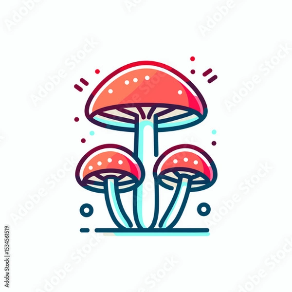 Fototapeta Fly agaric in colorful design with a playful style and copy space