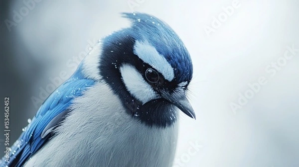 Fototapeta A jay perched pointedly with its neck stretched