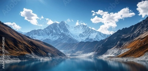 Fototapeta A detailed visualization of mountain landscapes untouched by development highlighting environmental importance.