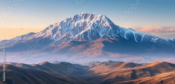 Fototapeta A detailed visualization of mountain landscapes untouched by development highlighting environmental importance.