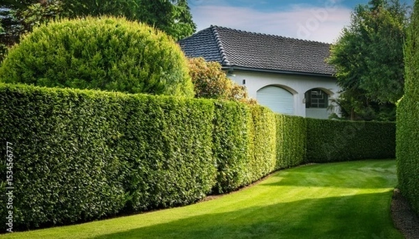 Obraz precision hedge trimming in serene residential garden