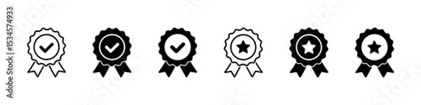 Fototapeta Badge icon. Award sign vector set. Achievement sign set. Checkmark prize reward badge. Winner best reward isolated icon set.
