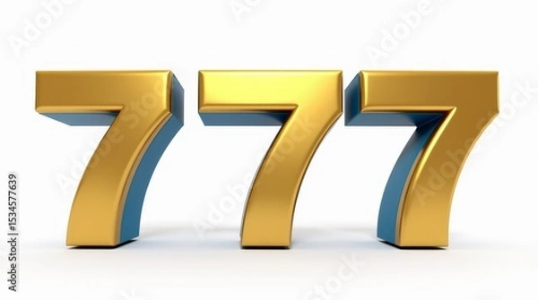 Fototapeta Shiny 777 symbol in blue and gold