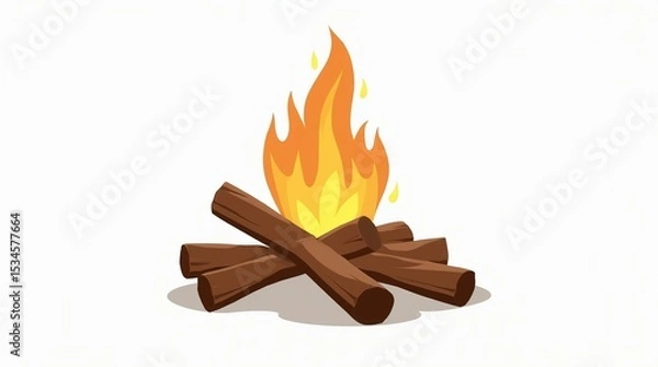 Fototapeta Simple icon of a campfire with firewood.