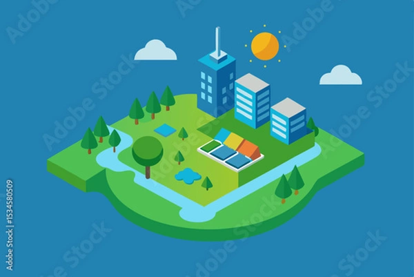 Fototapeta Sustainable City Eco-Friendly Urban Design and Green Spaces Integration