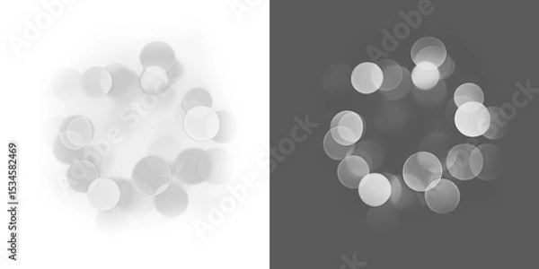 Obraz Abstract shadow png,  bokeh isolated on transparent background,  Seamless abstract white bokeh line blur background texture overlay. Light silver grey diffuse glowing object