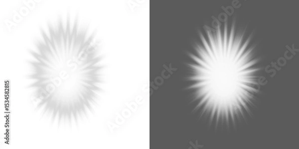 Obraz Abstract shadow png,  bokeh isolated on transparent background,  Seamless abstract white bokeh line blur background texture overlay. Light silver grey diffuse glowing object