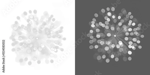 Obraz Abstract shadow png,  bokeh isolated on transparent background,  Seamless abstract white bokeh line blur background texture overlay. Light silver grey diffuse glowing object