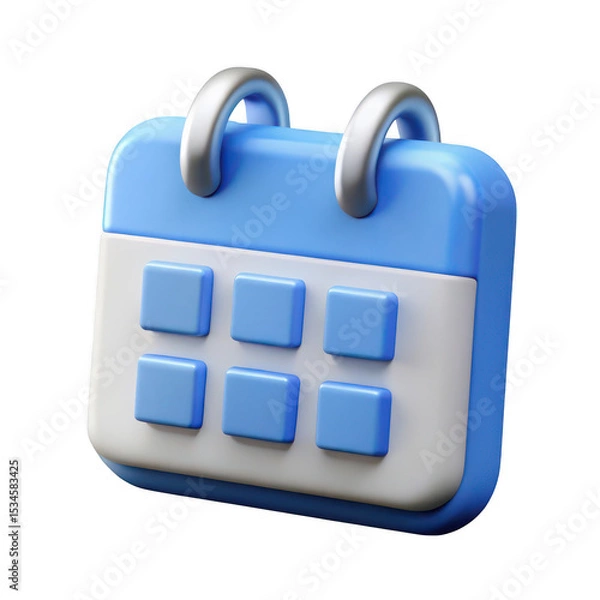 Fototapeta 3d render blue calendar icon isolated on transparent background