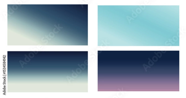 Fototapeta Set winter backgrounds, dark blue, blue gradient fade vivid poster smooth vector, backdrop soft mesh, indigo motion