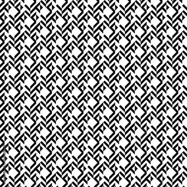 Fototapeta set of black and white seamless patterns, monochromatic, geometric repeating pattern, Interlocking Shapes, Diagonal Flow, Celtic Knot, Maze-like, intricate design, L-shaped, stair-step elements,
